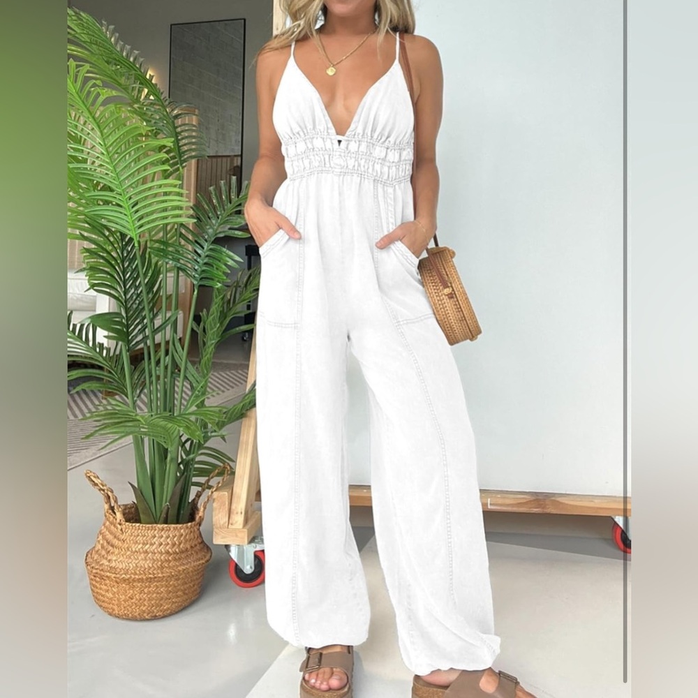 Cotton denim romper
